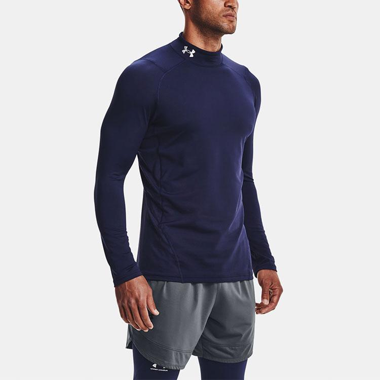Under Armour Coldgear® Armour Fitted Casual Sports Breathable Slim Fit Long Sleeve T-Shirt Men tops Dark-Blue 1366066-410