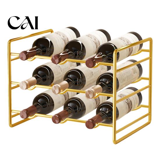 Stable Bottle Rack Iron Wine Rack, Curved Grooves, Countertop Cabinet Storage Shelf, Compact Kitchen Pantry Metal Holder, for Cupboard And Stand