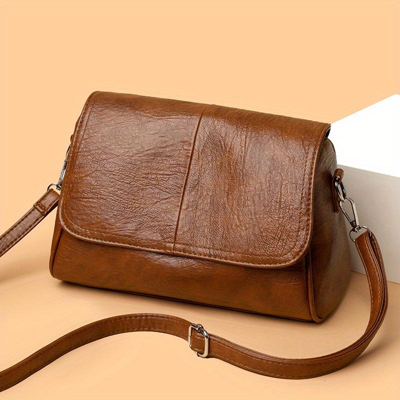 

Vintage Handbag Crossbody Bag, Large Capacity Multi Compartment Shoulder Purse, Everyday & Formal Bag for Work, Travel, Shopping коричневий