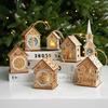 House Shape Light Decor Wood Material Hanging Charm Exquisite Christmas House Ornament  Home Layout