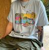 Bathing Aliens Cartoon Printing Funny T Shirts Unisex Loose Crewneck Summer Tees Short Sleeve Vintage Style Humor T Shirt