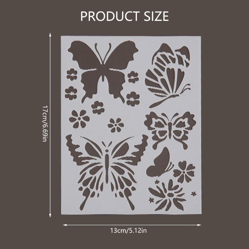5Pcs Flower/Leaf/Butterfly Stencils PET Painting Templates For Painting on Paper Wood Metal Glass Fabric Wall Decoration