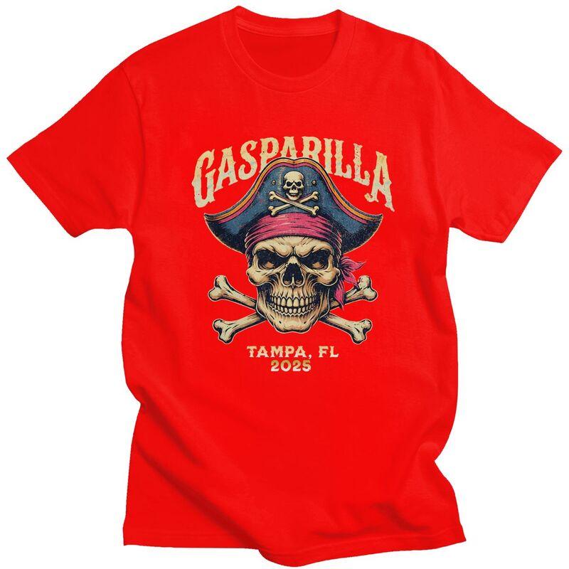 Custom Gasparilla 2025 Pirate Skull And Cross T Shirt for Men Tshirt Tee Tshirts Slim Fit Clothing S