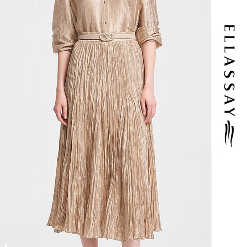 

ELLASSAY French Gilded A-Line Midi Skirt XS