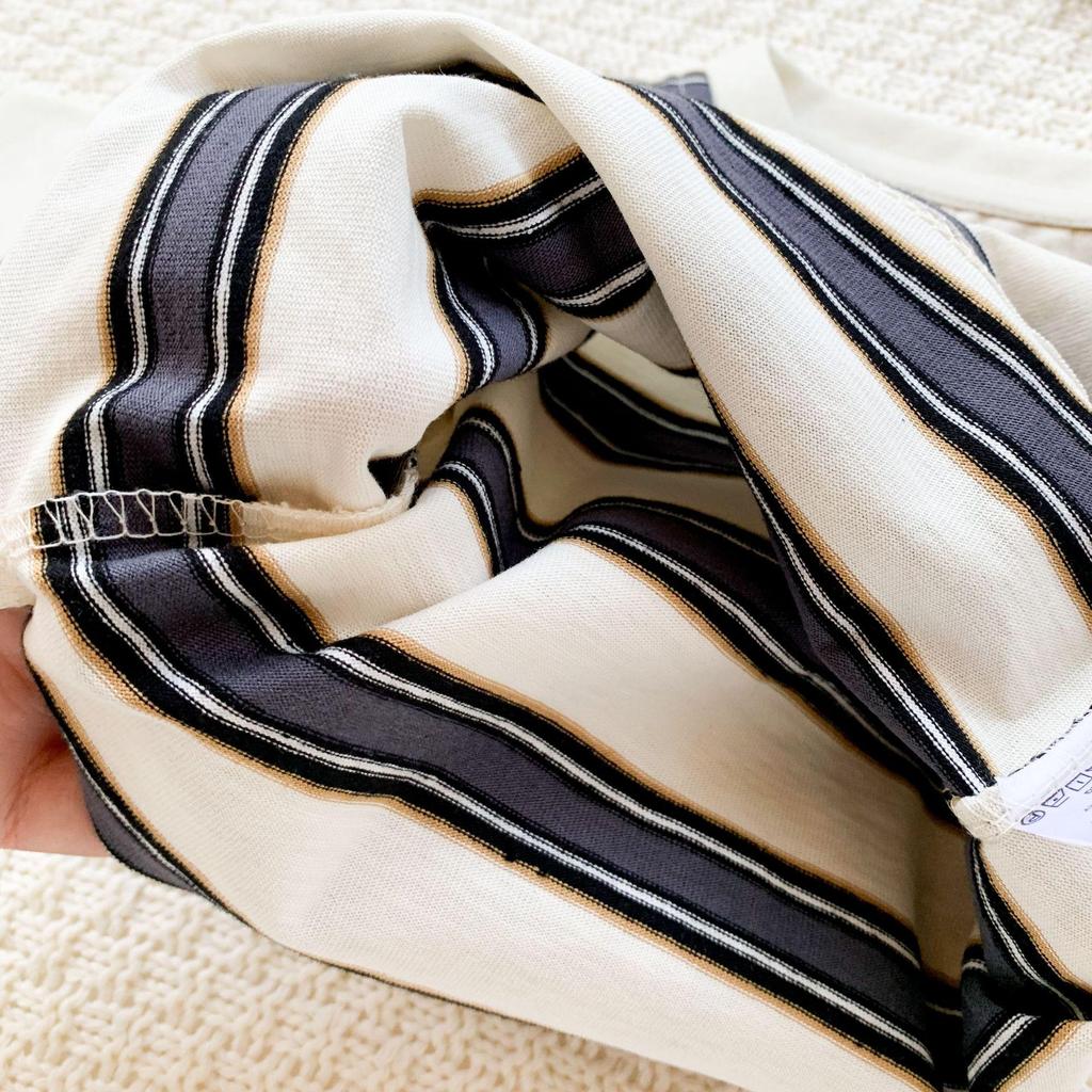 Koreansk randig långärmad baby-t-shirt för pojkar och flickor - Vår/Hösttopp