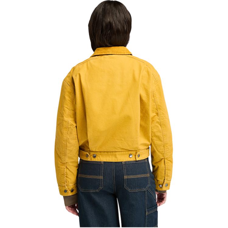 Timberland American Vintage Solid Color Polo Collar Casual Loose Short Jacket Women Jacket Milk-Tea A5ZTF-EFM