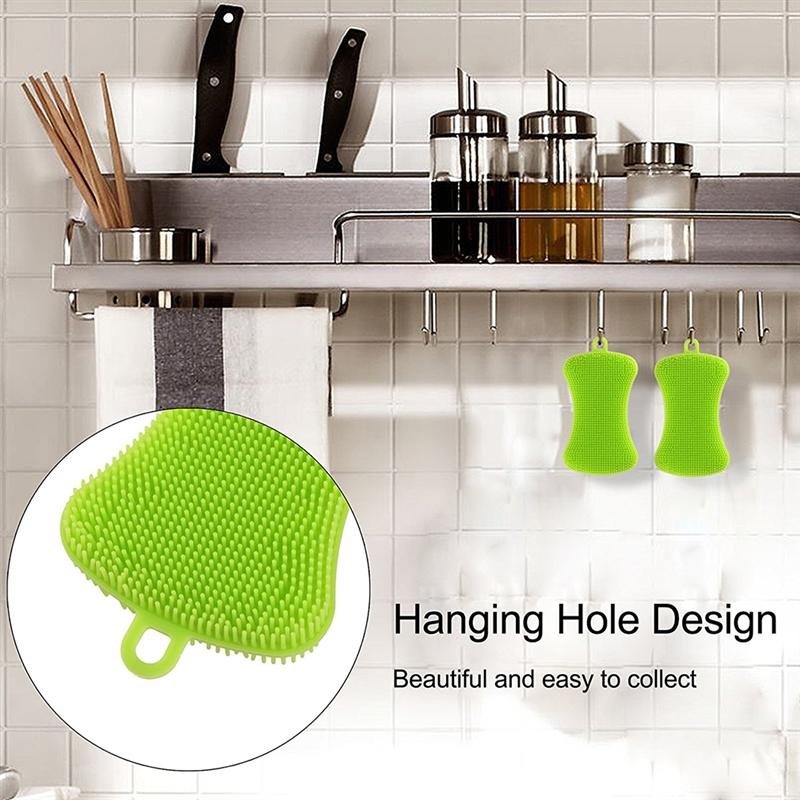 Kitchen Silicone Sponge Dish Washing Scrubber Household Dishes Cleaning Sponge Kitchen Gadgets Brush Accessories