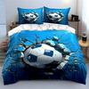Cool 3D Soccer Ball Breaking Through Wall 3Pcs Bedding Set Soft Microfiber Bedding Set For Football Fans & Boys Room Decor