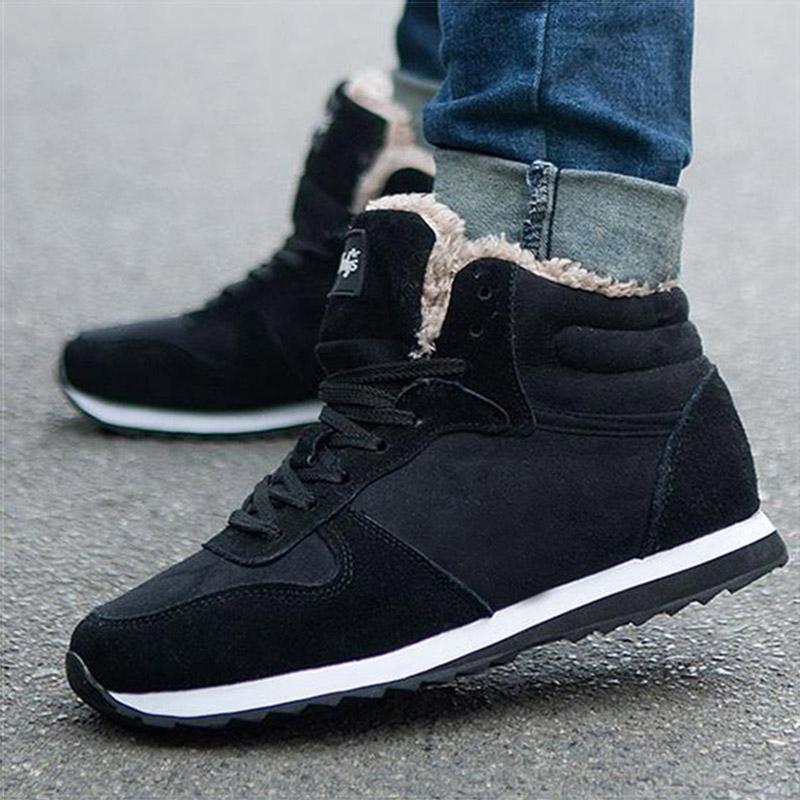 

мода Чоловіче взуття Тепле хутро Зимове взуття для чоловіків Повсякденне взуття На шнурівці Зимові кросівки Чоловічі Чорні Сині Zapatos Para Hombres Повсякденні Кросівки 47 чорний