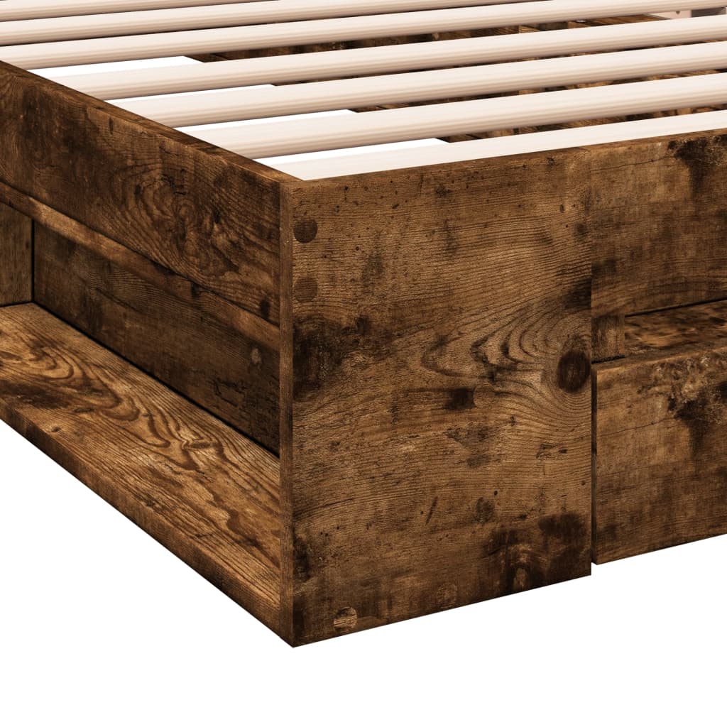 Bed Frame with Drawer Smoked Oak 75 x 190 cm Wood Based Material