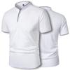 Men's Henrey Shirt Slim Fit Casual Patchwork Button Up Solid Color Polo Shirts Short-sleeved T-shirts