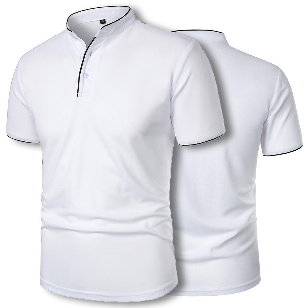 

Мужская рубашка Henrey, облегающая, повседневная, с застежкой на пуговицы, однотонная, с короткими рукавами, поло XL белый