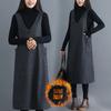 Damen V-Ausschnitt Ärmellos Latzkleid Lockerer Schnitt Mittlere Taille Japanischer Lässiger Fleecegefütterter Woll-Midikleid 2026 Herbst Winter Große Größen Weste Kleid
