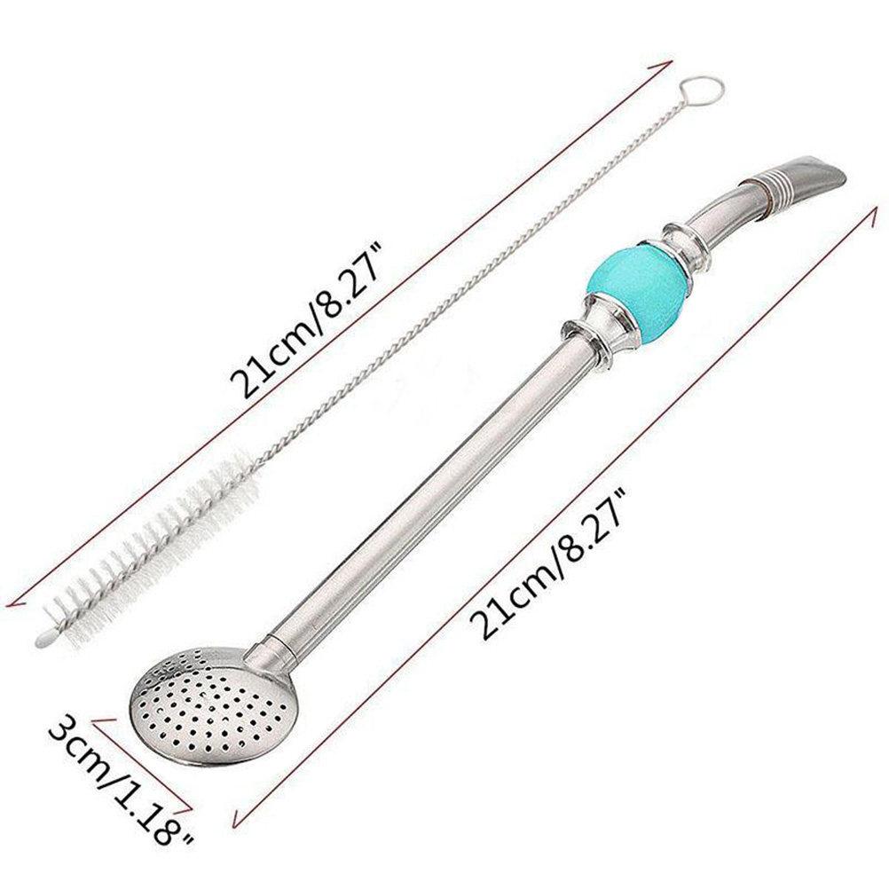 

2Pcs Yerba Mate Bombilla Straw Stainless Steel Removable Filter Head Drinking Filter with Cleaning Brush for Tea Coffee Juice