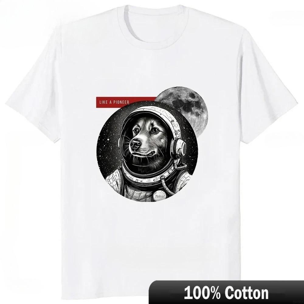 Laika Funny Cartoon Dog T-shirt Hip Hop Harajuku Style Printed Men Vintage Cute Soft Casual Comfortable Cotton Short Sleeve T-shirt