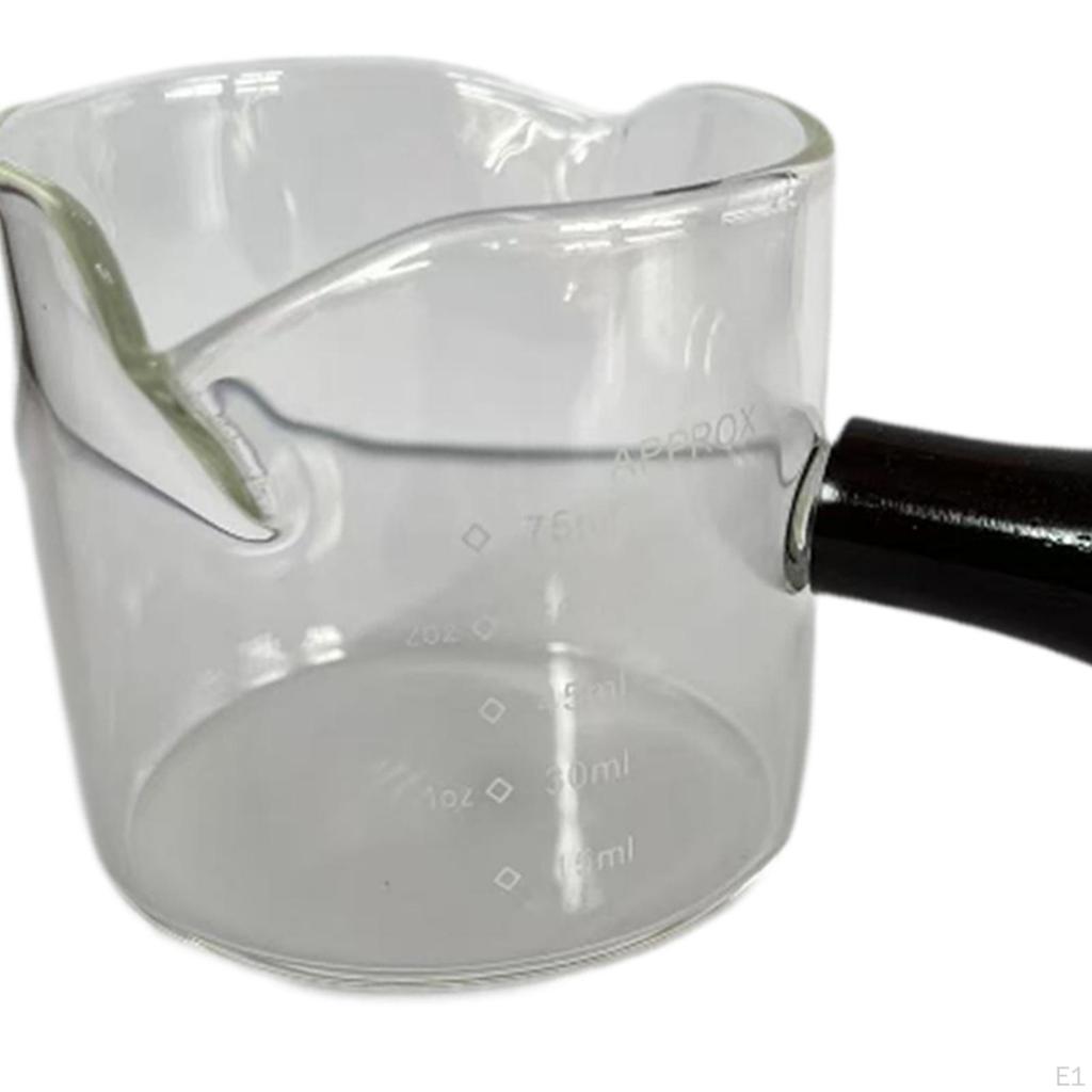 Clear Glass Jug with Double Spout for Espresso and Milk Measurement