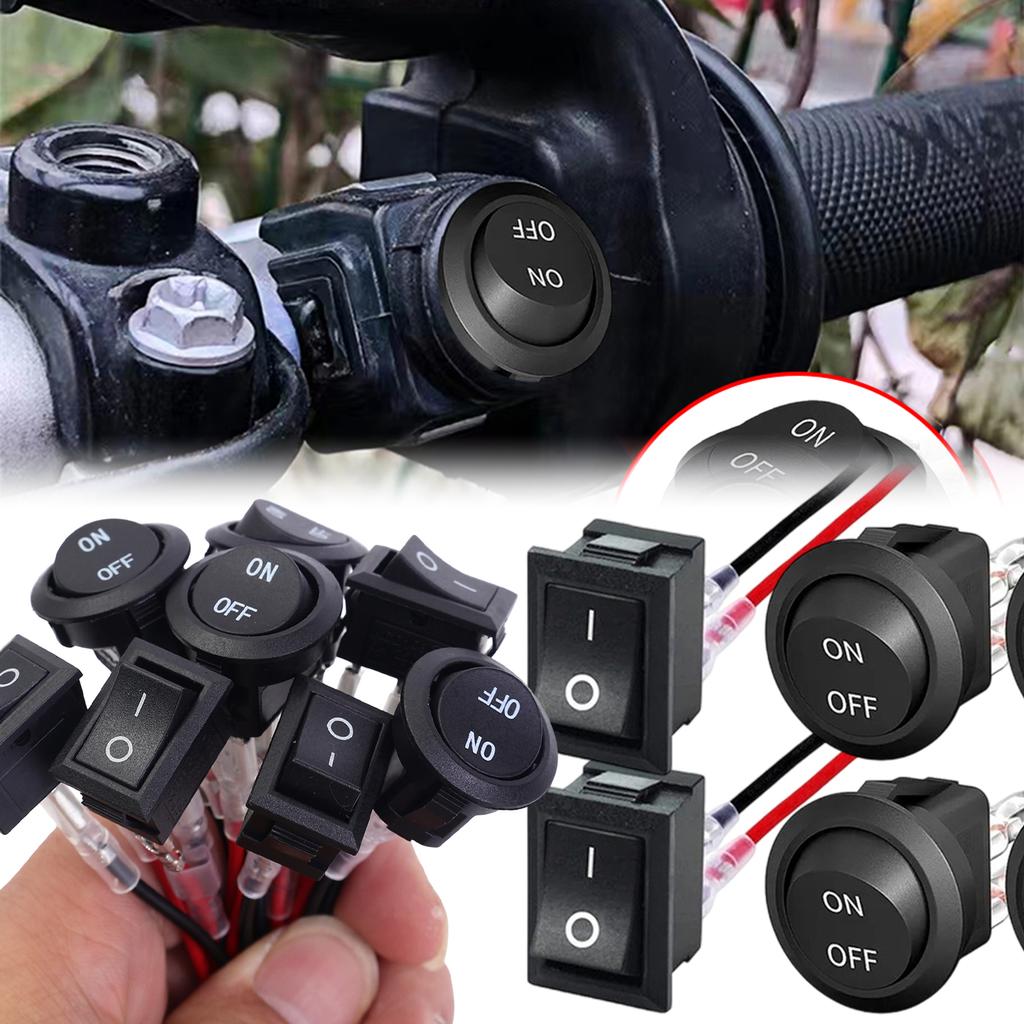 Round/ Square Head Rocker Switch ON/Off SPST 2Pin Toggle Switch with Wires DC12V-24V Electrical Switch for Automotive Boat RVs Switches Seat 3