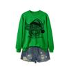 Womens Casual Fashion Christmas Yak Head Print Crewneck Sweatshirt Regular Fit Daily Wear