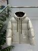Autumn and winter new fashion hooded down jacket women's big fur collar webbing drawstring white duck down jacket