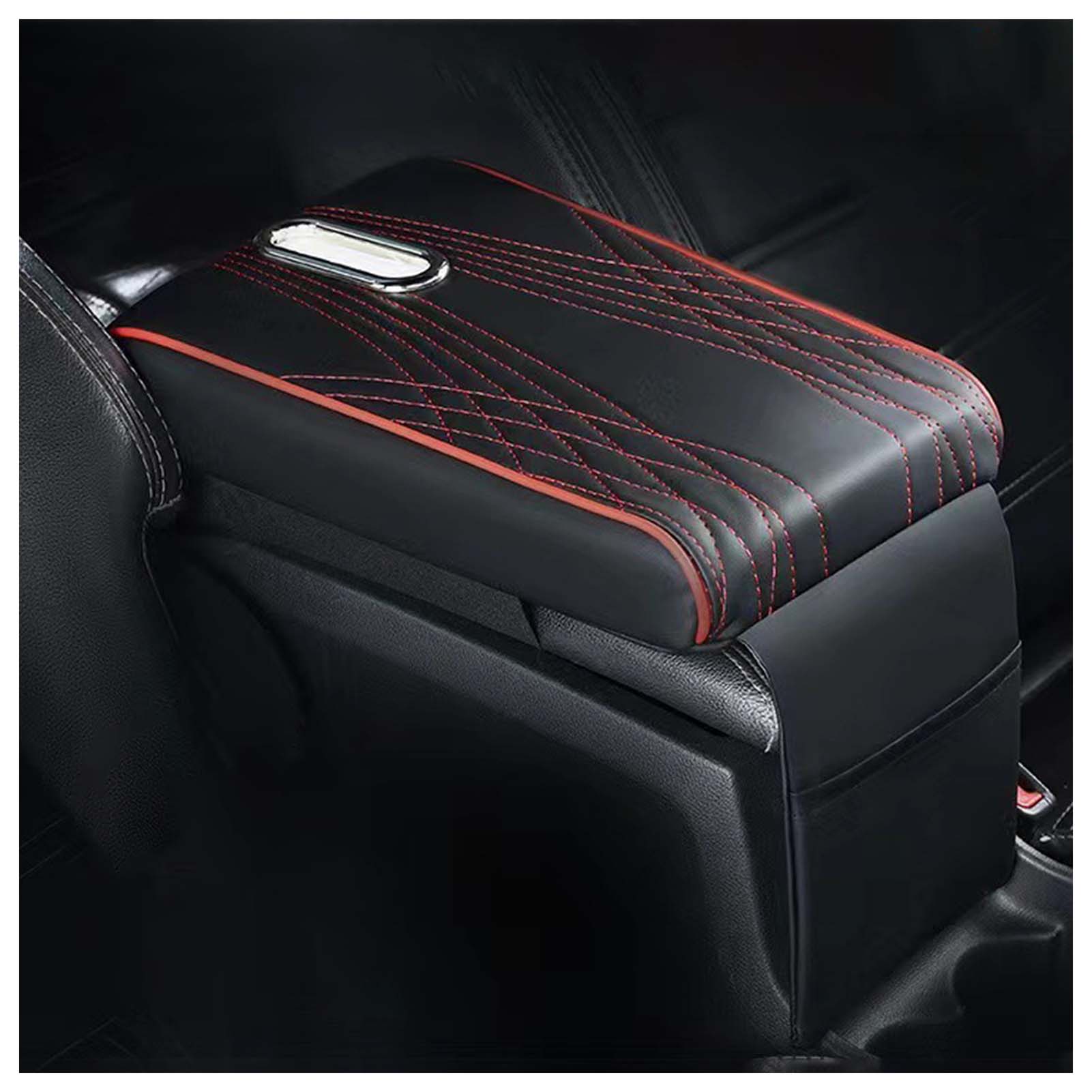 Car Armrest Box Cover Cushion Universal Arm Rest Cushion with Pocket and Tissue Box Suitable for Truck SUV Van