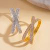 Diamond-encrusted geometric round cross-opening bracelet light luxury exquisite temperament bracelet jewelry
