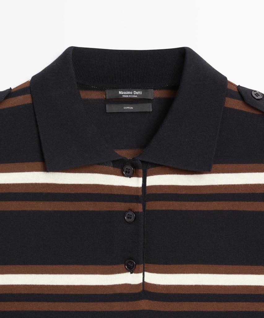 Masimodutti 100% Cotton Striped Knit Polo