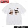 Womens Oversize Classic TShirt Brown and White Mug Design with Bean Pattern Streetwear Clothing Tops for Gift Idea TShirt