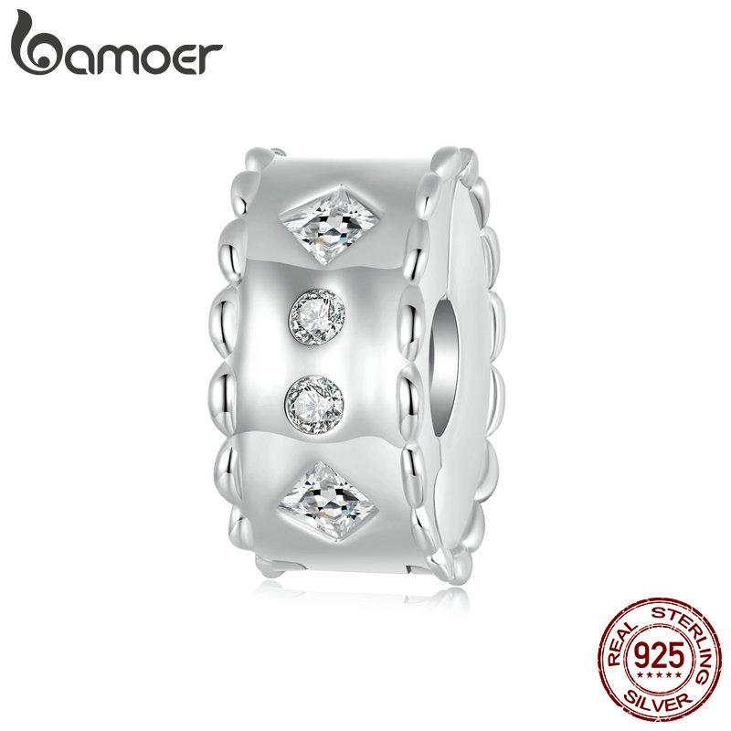 BAMOER 925 Sterling Silver Sun and Moon Heart Charms Beads with Nano Opal Fit European Bracelets & Necklace Jewelry Accessories