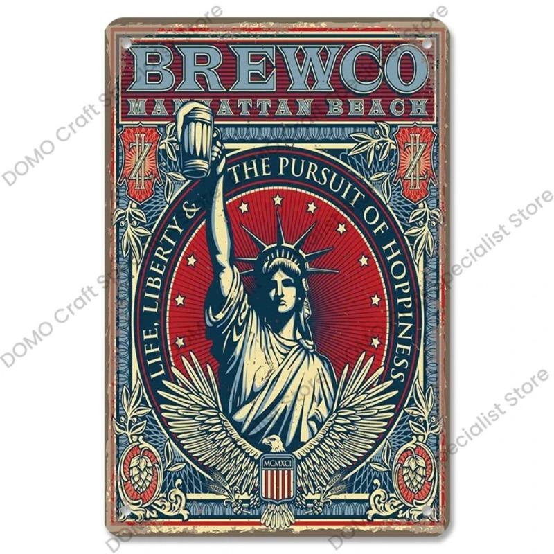 Vintage Beer Metal Sign, New Year Pub Decor Plaque