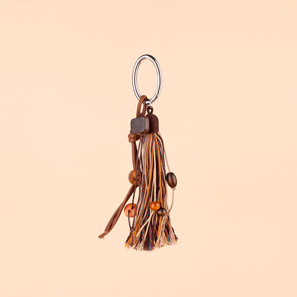 Vintage Miu Styl Přírodní Dřevěný Korálek Pletený Klíčenka Taška Přívěsek & Auto Přívěsek