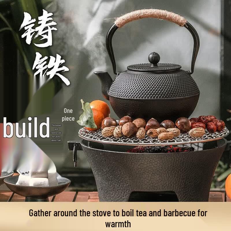 FTLY Luxury Cast Iron Outdoor Stove Set with Kettle