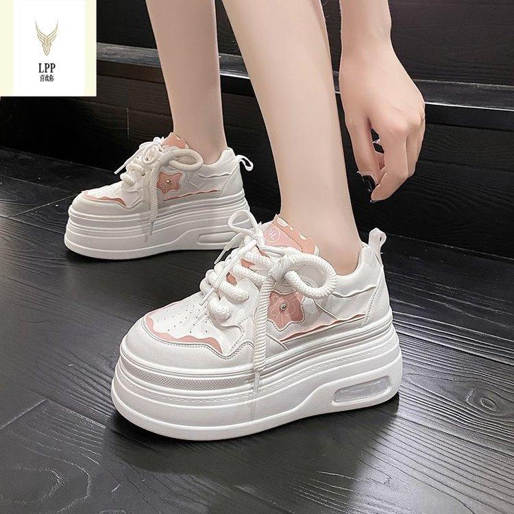 

Little white shoes women s spring new lace-up casual single shoes platform-soled fashion muffin shoes 40 розовый