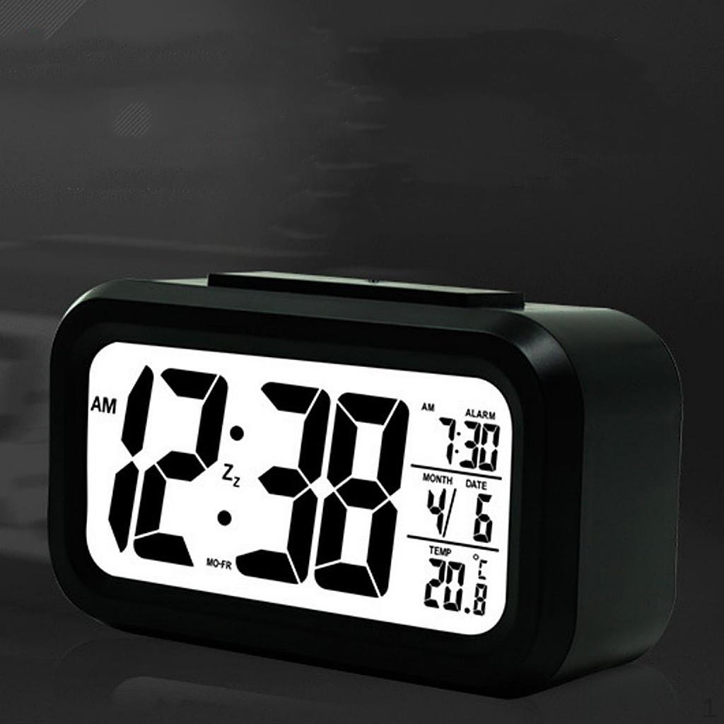 Big Screen Lazy Sleep Electronic Digital Luminous Desktop Alarm Clock Black