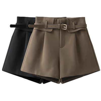Shorts Women's High Waist Slim Casual A-line Wide-leg Pants