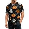 Men's Casual Short Sleeve T Shirt Lightweight Breathable Crew Neck Halloween Print Tee Suitable for Everyday Wear and Outdoor Activities