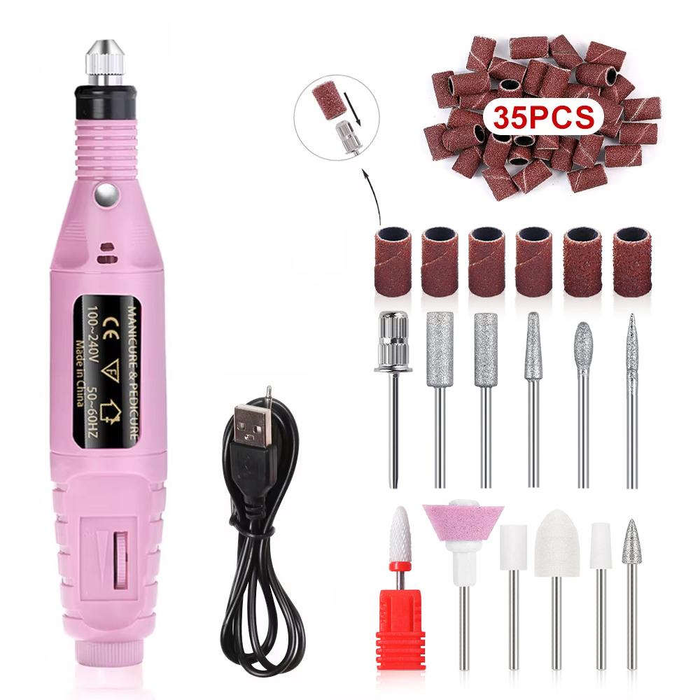 YIKOOLIN Portable Nail Sander Set Electric Nail Drill Machine Milling Cutter For Manicure Pedicure Strong Polishing Tools