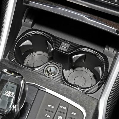 ABS Kohlefaser Auto Mittelkonsolen Getränkehalter Abdeckung Dekoration für BMW 3 G20 G28