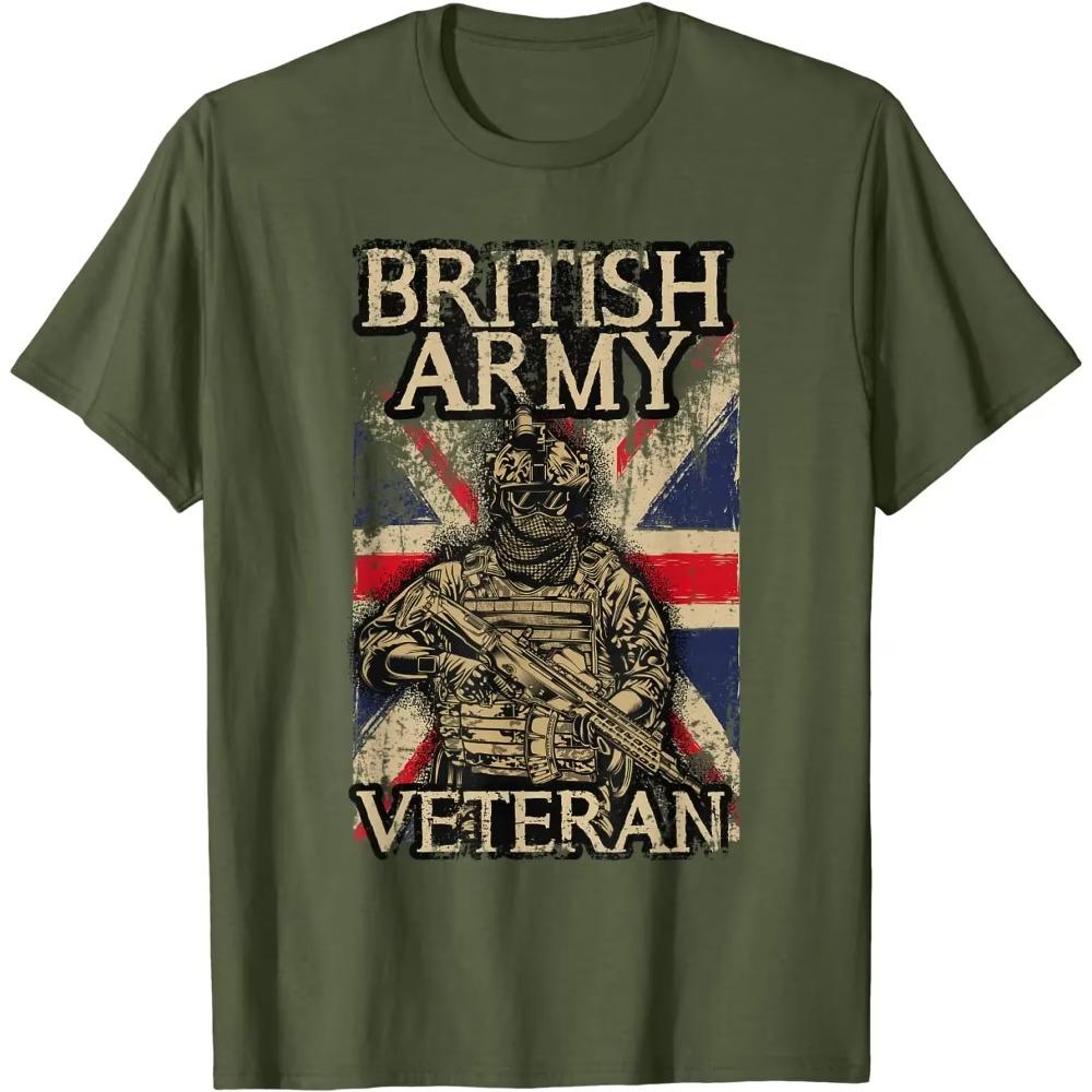 T-shirt da Uomo Militare Britannico Veterano Bandiera Union Jack Cotone 100% Girocollo Manica Corta Estiva Casual Taglia S-3XL