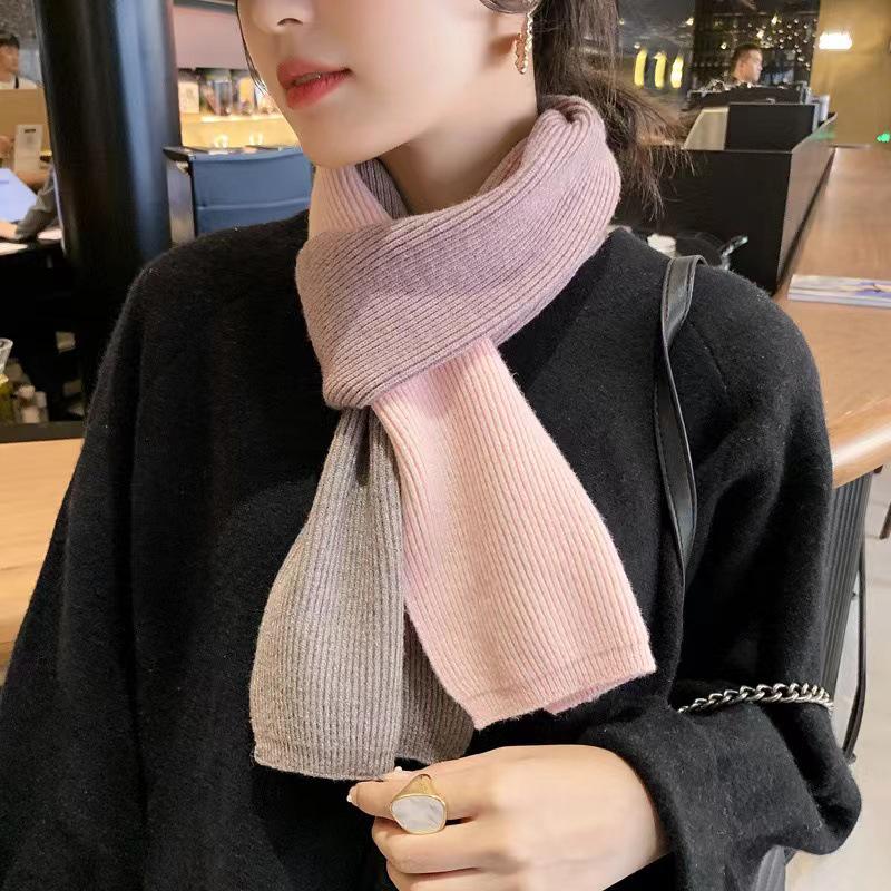 Damen Zweifarbiger Strickwollschal - Herbst/Winter Halswärmer, Koreanischer Stil, Vielseitig & Warm