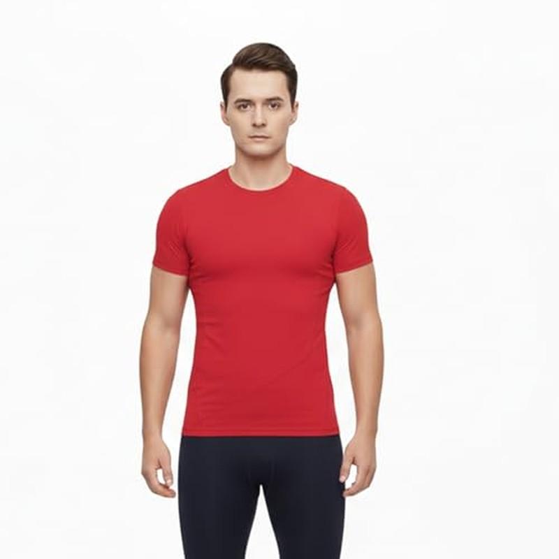 Herren Kompressions-Trainingsshirt mit kurzen Ärmeln, Schnelltrocknendes Stretch Sport-T-Shirt mit Rundhalsausschnitt zum Laufen