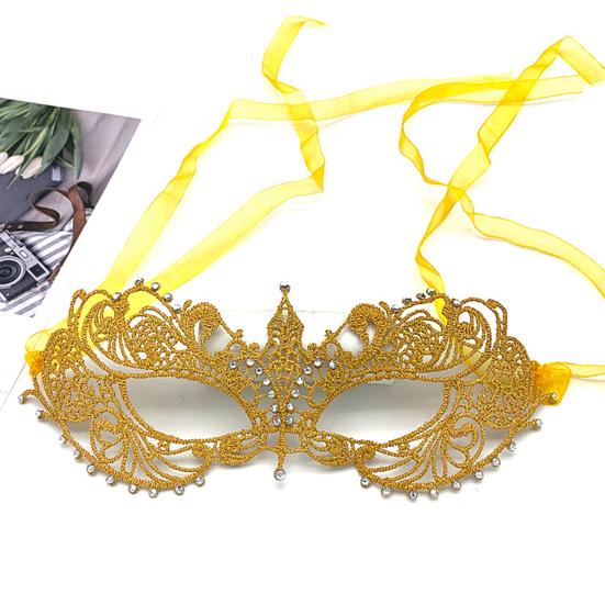 Halloween-Augenabdeckung, exquisite Spitzen-Halbgesichtsmaske mit Strass-Dekoration für Party, Cosplay, Bühnenzubehör