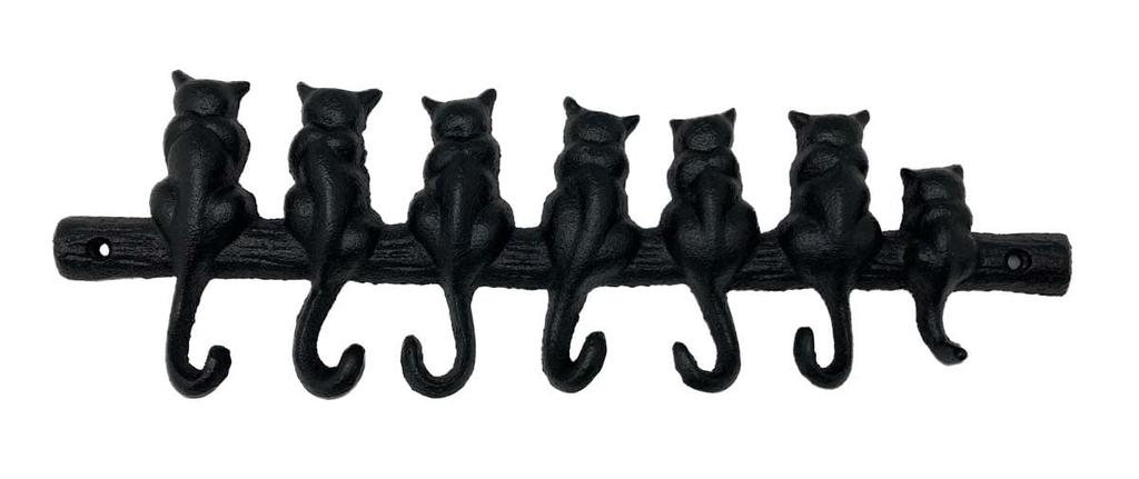 Maruwa Trading Cast Iron 7-Piece Cat Hook, Black, 31.5 x 2 x 10.5 cm, 400896802