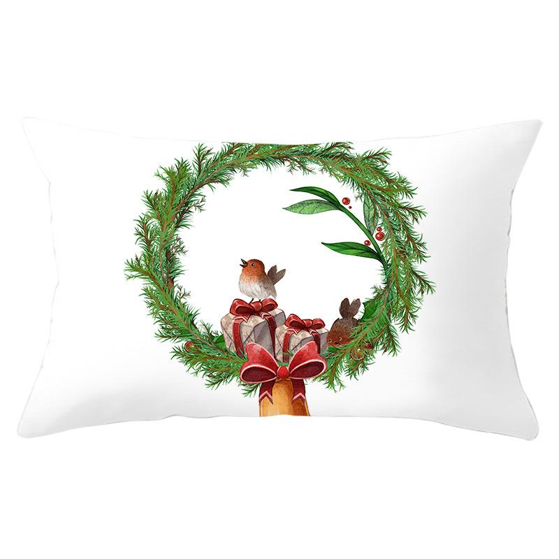 Simple Cartoon Print Series Christmas Waist Pillowcase Peach Skin Printed Pillowcase Home