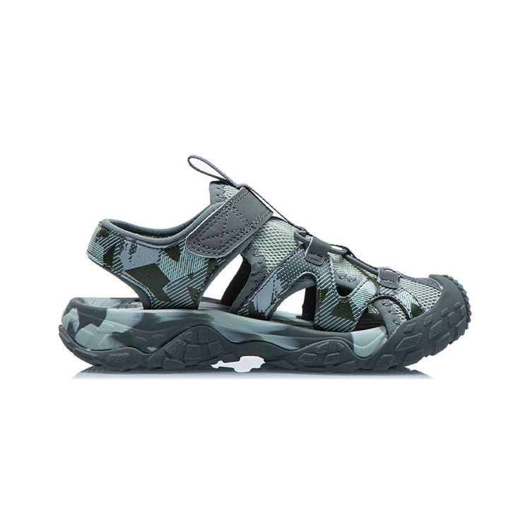Li Ning Kids Outdoor Stream Hiking Sandals Kids Sandals Camouflage-Green YKKR012-7