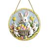 Disc Ornament Decorative Rabbit Decoration Bunny Pendant Round Window Decoration For Holiday Family Easter