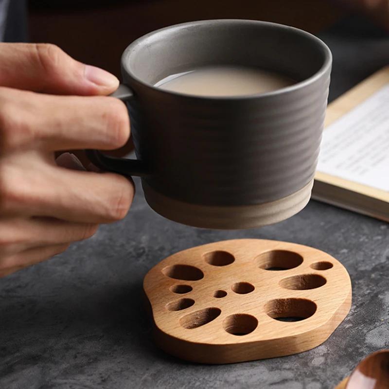 3 Stück Holz-Untersetzer Tassenunterlage Teetassen-Untersetzer-Set Heißgetränke-Untersetzer für Tassen Couchtisch-Platzset Küchenzubehör