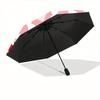 1pc Strawberry Floral Automatic Open 8-Rib Windproof Umbrella, Travel & Commuting, Suitable for All Seasons, Lightweight Portable 136