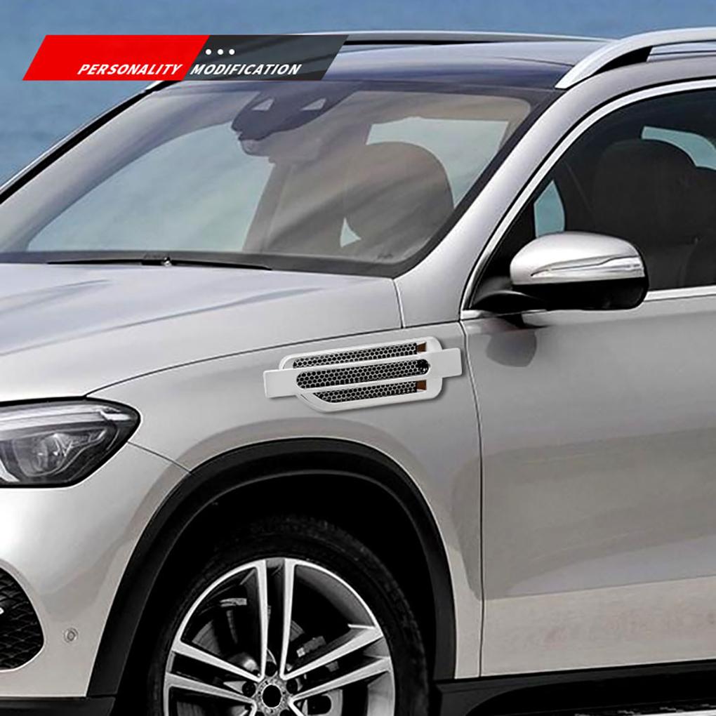 1 Pair Car Side Ulation Plastic Vent Stickers Bonnet Cover Self-adhesive Air Intake Decoration Automobile