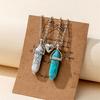 2Pcs Adjustable Extension Chain Faux Crystal Couple Necklaces Magnetic Heart Hexagonal Stone Pendant Necklace Jewelry Accessories