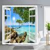 1Pc Green Tropical Plants Shower Curtains For Bathroom Polyester Seaworld Shower Curtain Printing Curtain Beach Shower Curtains